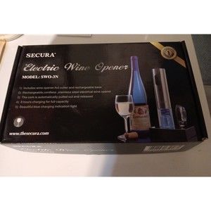 NEW Secura Electric Wine Opener Electric Wine Bottle Corkscrew Opener BLUE Light